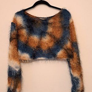 philosophy of paek Eyelash Knit Long Sleeve Crop Top - Misses Large